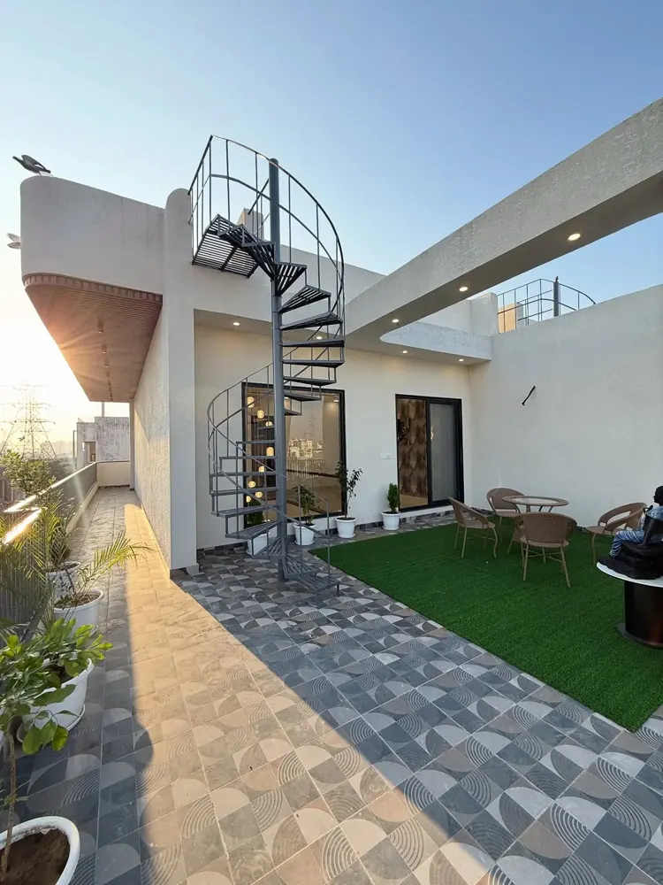 Villa terrace and exterior built by Foxrun Advisors in Noida